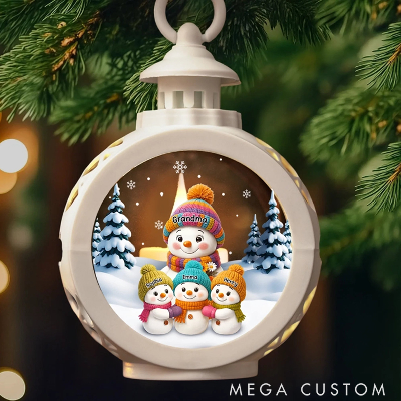 The Snowy Days Warm Hugs Snowman Family Gift Personalized Lantern Night Light