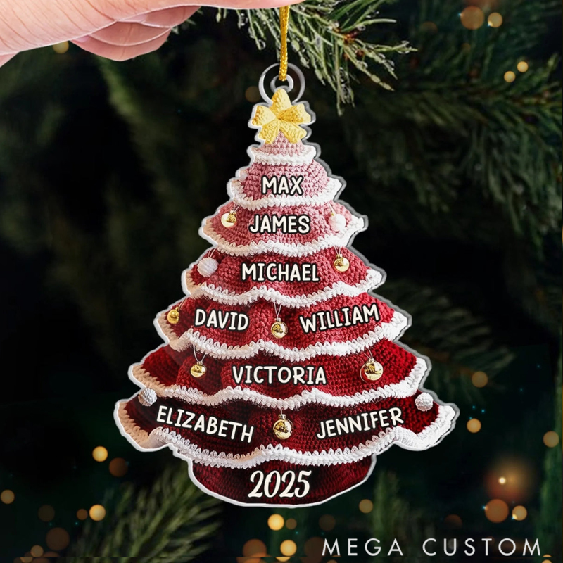 Personalized Crochet  Acrylic Snowy Days Endless Laughs Festival Merry Christmas Ornament 