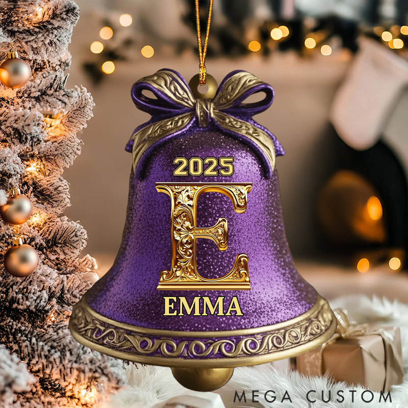 Personalized Gold Bell for Family Merry Christmas Holiday Festival Ornament 