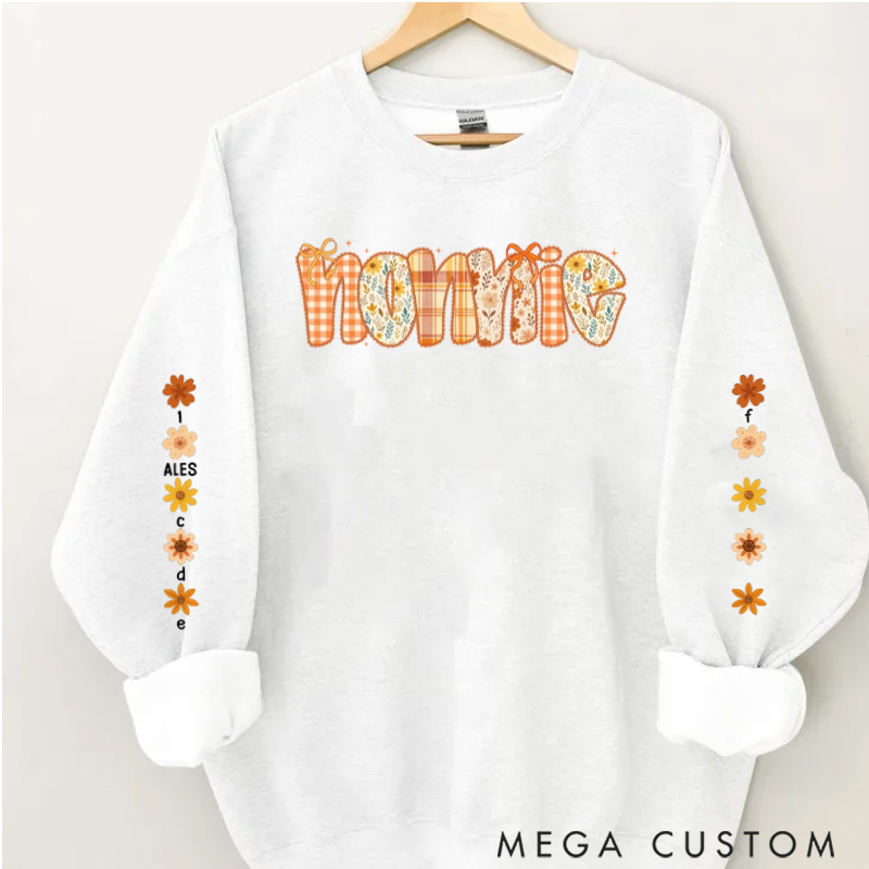 Personalized Christmas Preppy Retro Floral Fall Personalized Sweatshirt for Mom & Grandma