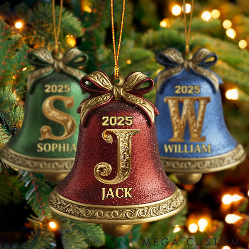 Personalized Gold Bell for Family Merry Christmas Holiday Festival Ornament 