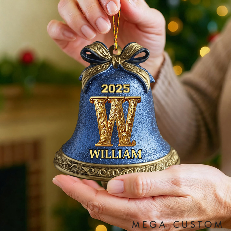 Personalized Gold Bell for Family Merry Christmas Holiday Festival Ornament 