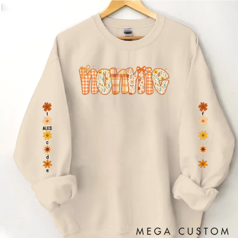 Personalized Christmas Preppy Retro Floral Fall Personalized Sweatshirt for Mom & Grandma