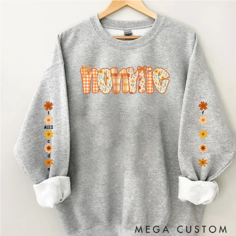 Personalized Christmas Preppy Retro Floral Fall Personalized Sweatshirt for Mom & Grandma