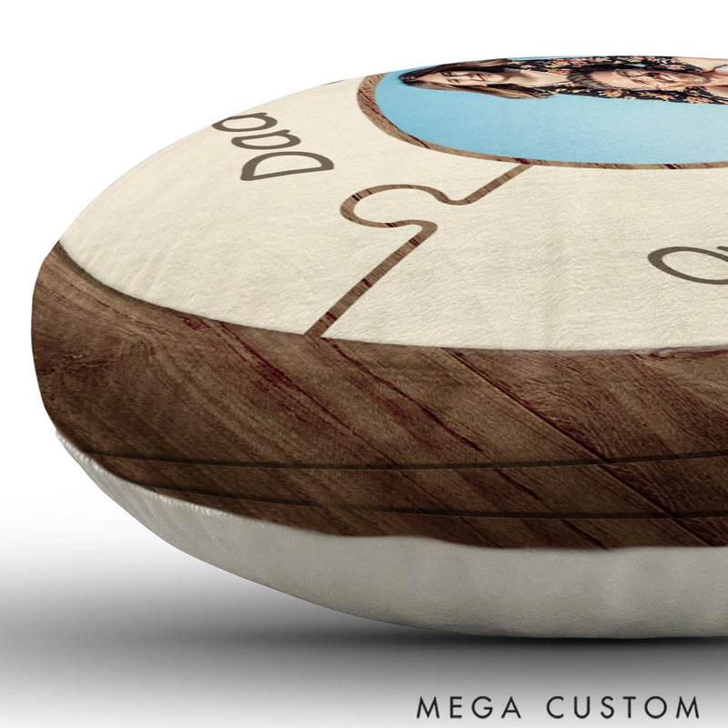 Personalized Heart Shaped Custom Photo Puzzle Name Pillow for Family