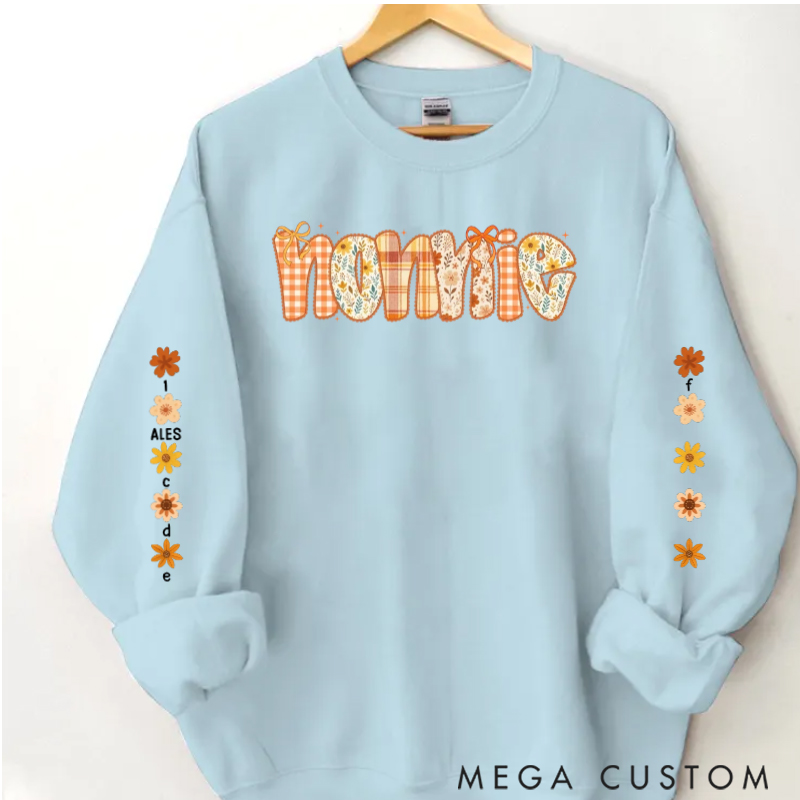 Personalized Christmas Preppy Retro Floral Fall Personalized Sweatshirt for Mom & Grandma