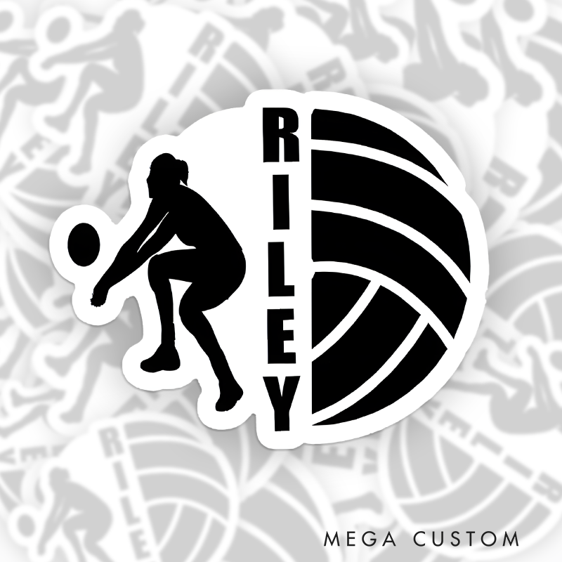 Personalized Volleyball Design Name Sticker with Custom Player Name for Sport Gift