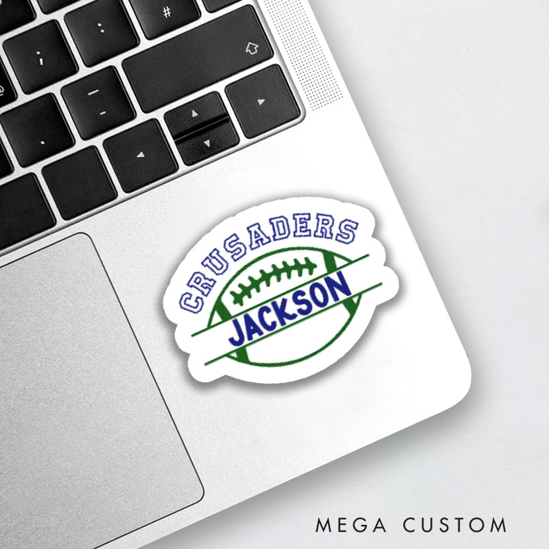 Personalized American Football and Rugby Sticker with Custom Team Name and Player Name