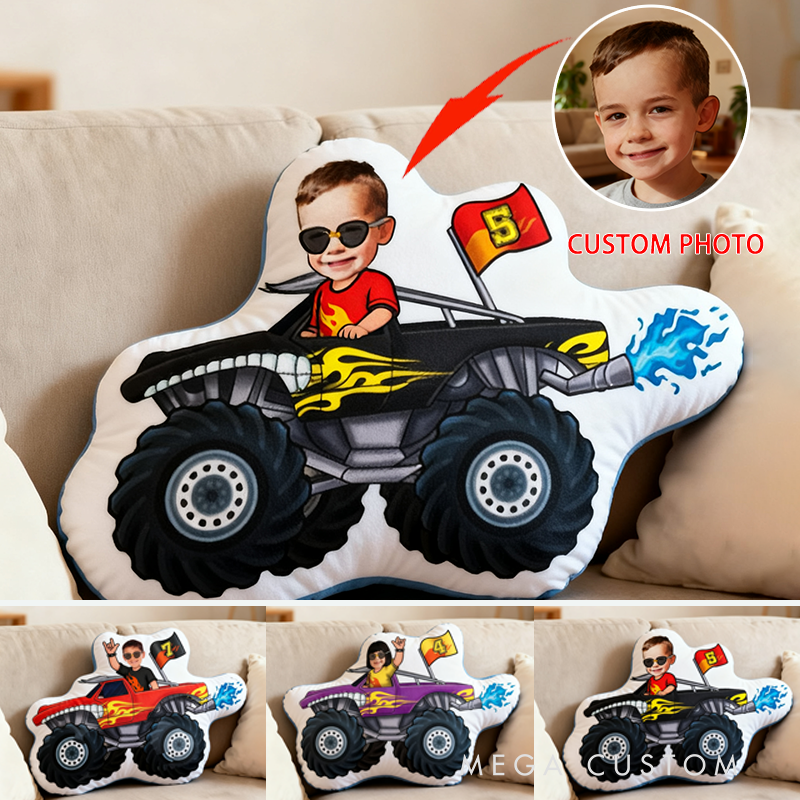 Personalized Racer Custom Photo Pillow 3D Graphic Print Car Shaped Cushion Gift for Racers and Car Lovers