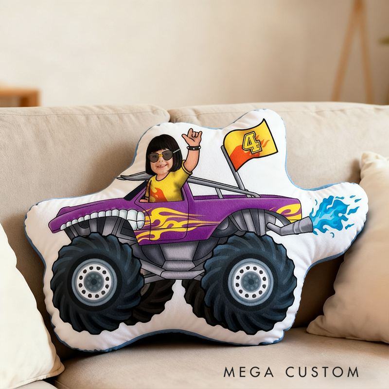 Personalized Racer Custom Photo Pillow 3D Graphic Print Car Shaped Cushion Gift for Racers and Car Lovers