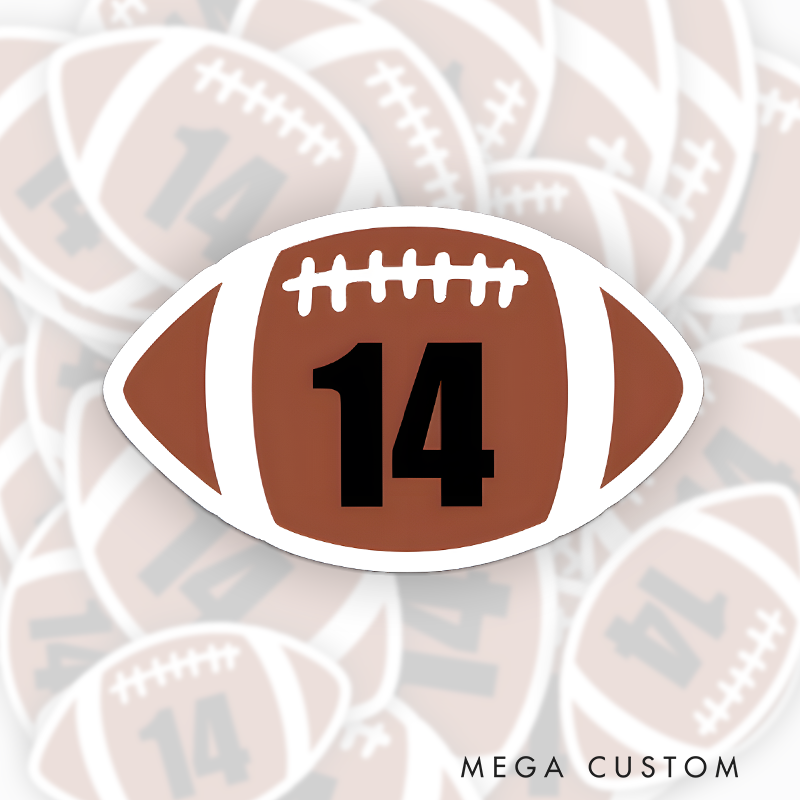 Personalized American Football and Rugby Sticker with Custom Number for Team Gift
