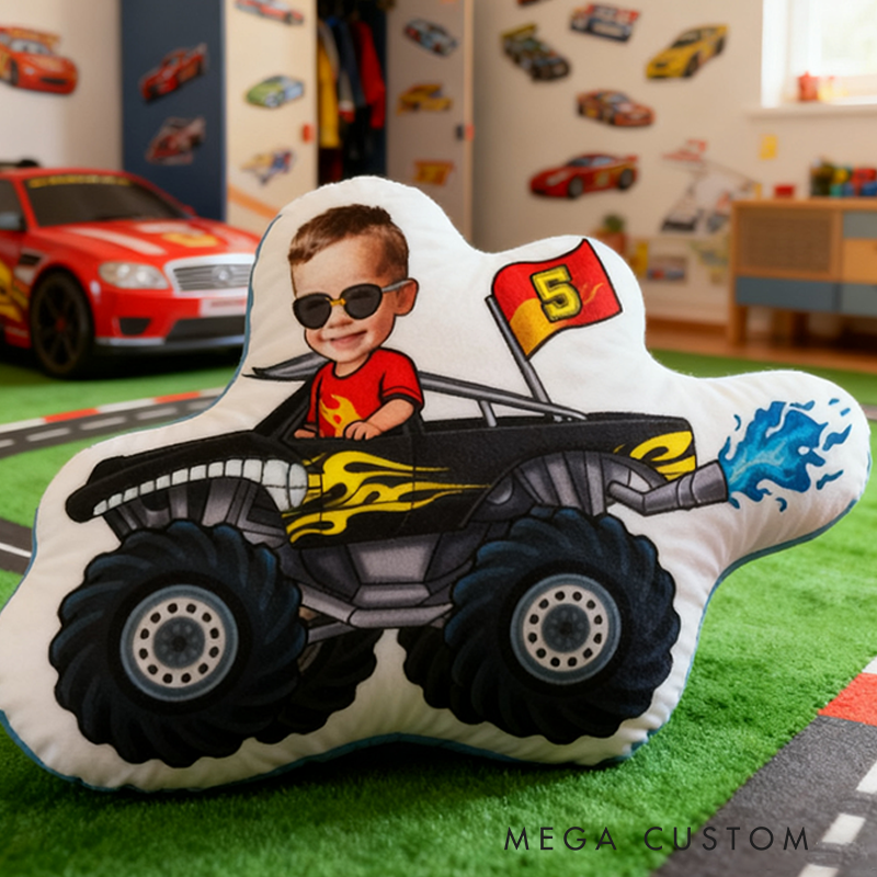 Personalized Racer Custom Photo Pillow 3D Graphic Print Car Shaped Cushion Gift for Racers and Car Lovers