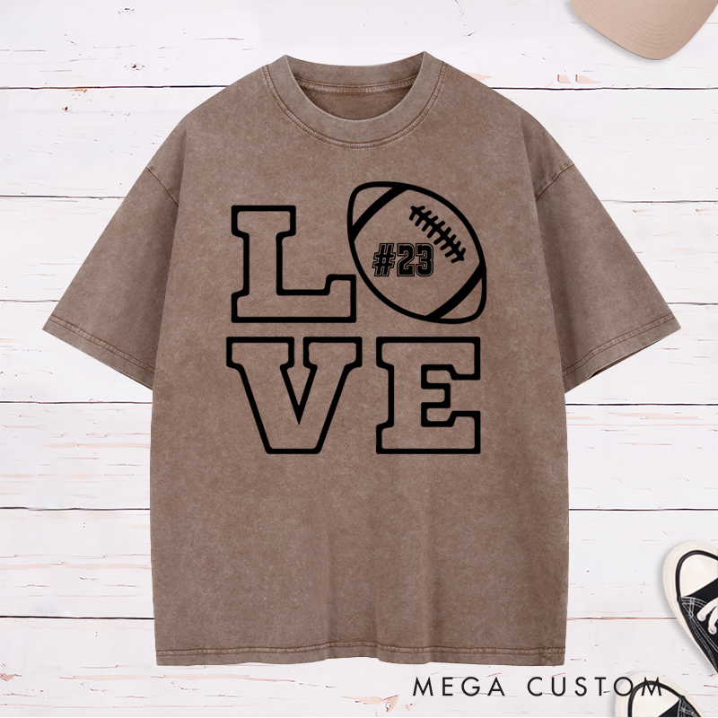 Personalized American Football and Rugby Washed T-Shirts Featuring Custom Team Name for True Fans