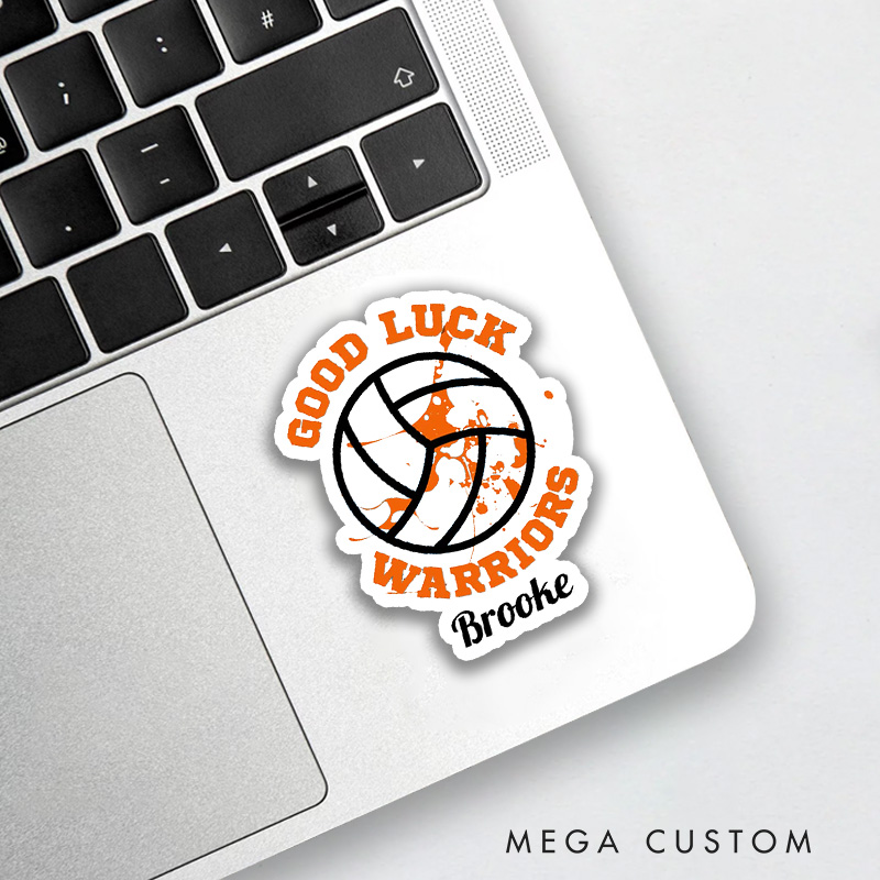 Personalized Good Luck Volleyball Sticker with Custom Player Name and Team Name for Athlete Sticker