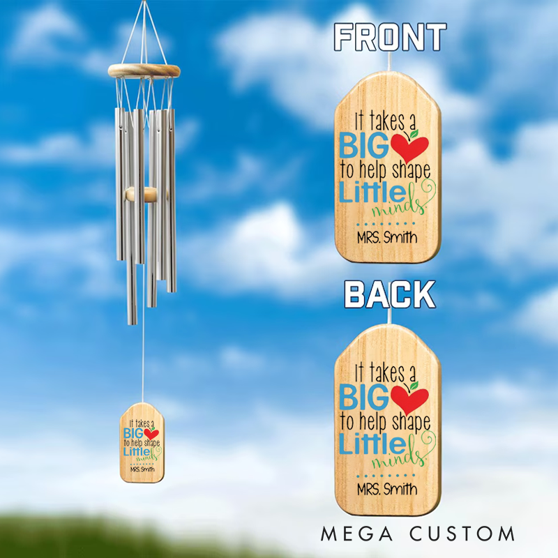Personalized Wind Chimes for Teacher Shape Little Minds Teacher Appreciation Gift