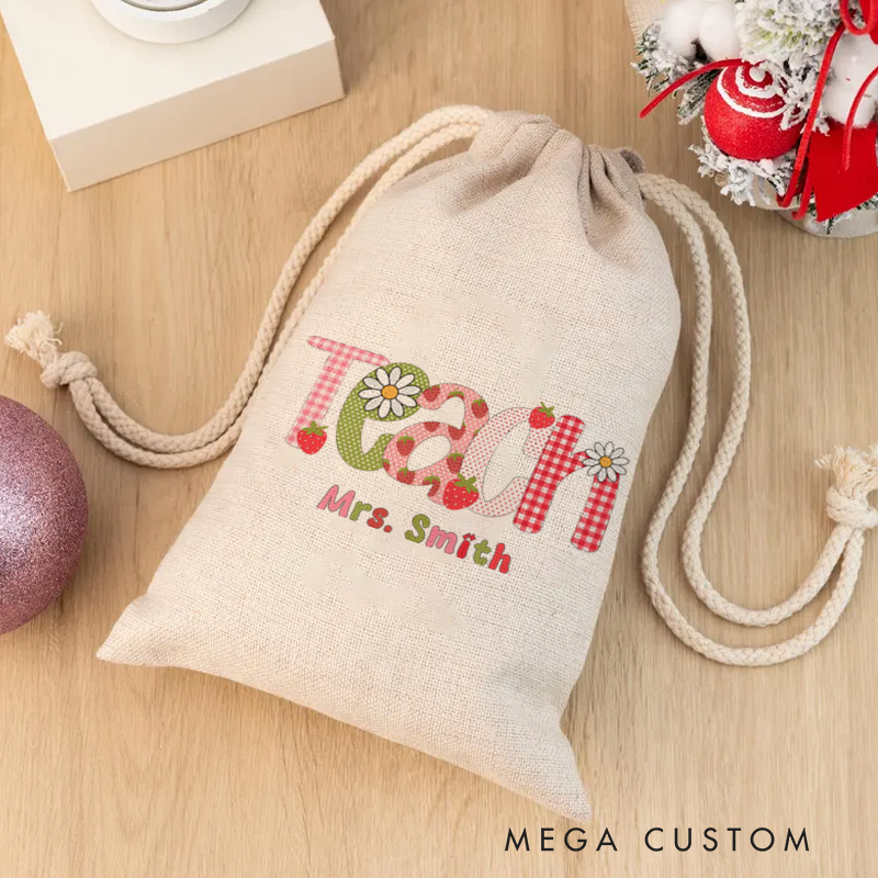 Personalised Christmas Santa Sack for Teachers Custom Cute Teach Design Sack Christmas Gift