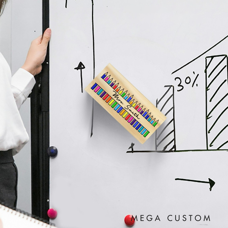 Personalized Magnetic Wooden Whiteboard Erase Colorful Pencil Design Appreciation Gift for Teachers