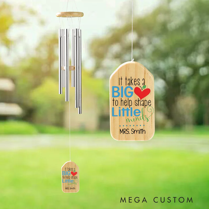 Personalized Wind Chimes for Teacher Shape Little Minds Teacher Appreciation Gift