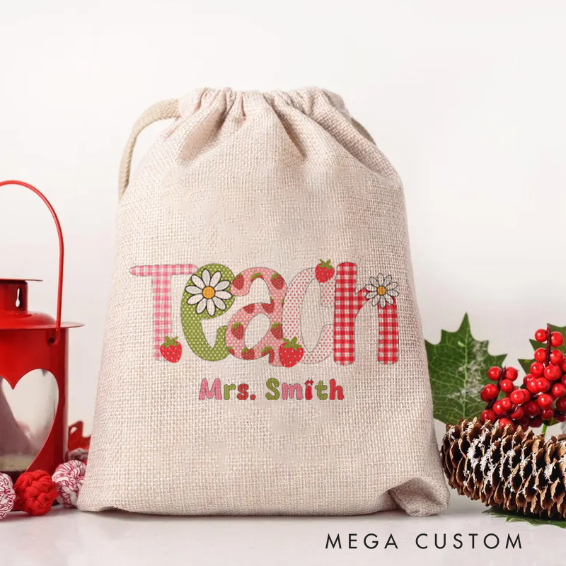 Personalised Christmas Santa Sack for Teachers Custom Cute Teach Design Sack Christmas Gift