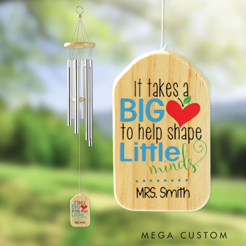 Personalized Wind Chimes for Teacher Shape Little Minds Teacher Appreciation Gift