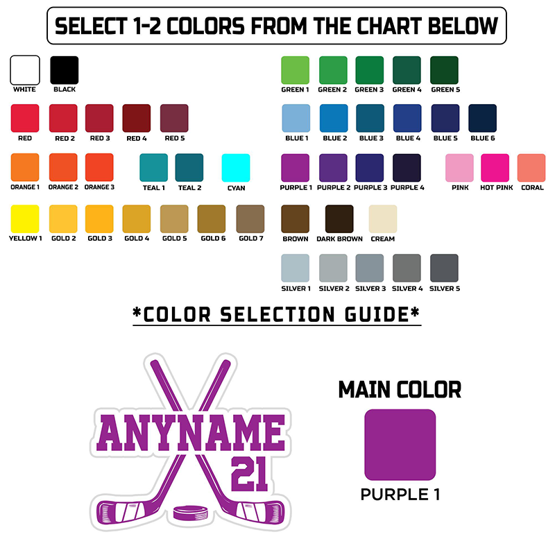 Personalized Hockey Sticker with Crossed Sticks and Custom Name and Number