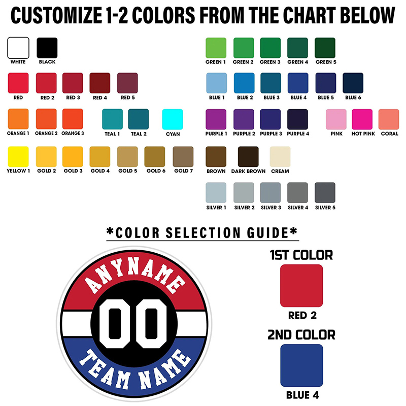 Personalized Circular Sports Sticker Featuring Team Colors and Text  