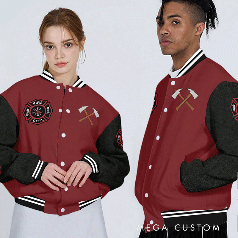 Personalized Firefighter Varsity Jacket Custom Initial Jacket for Firefighter