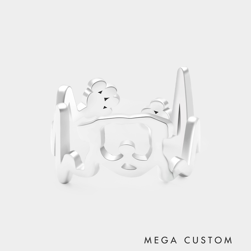 Personalized Sterling Silver Dog Head ECG Openwork Ring Rings 925 Sterling Silver Gifts for Her