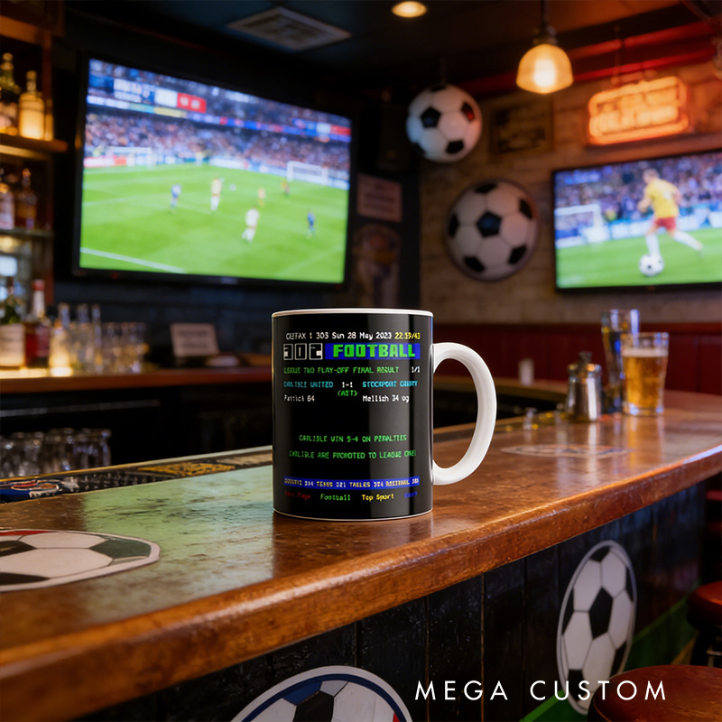 Personalized Iconic Retro Football Design Mug with Custom Text Design