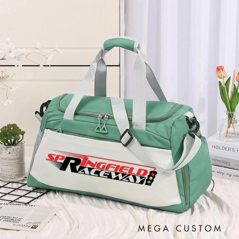 Personalized Racing Duffel Bag Custom Travel Toiletry Bag for Racing Enthusiasts