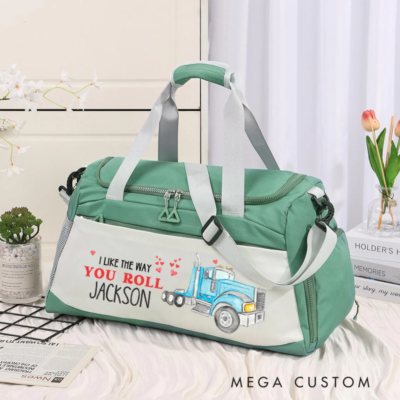 Personalized Duffel Bag Custom Gift with Fun Truck Design for Girlfriend Boyfriend