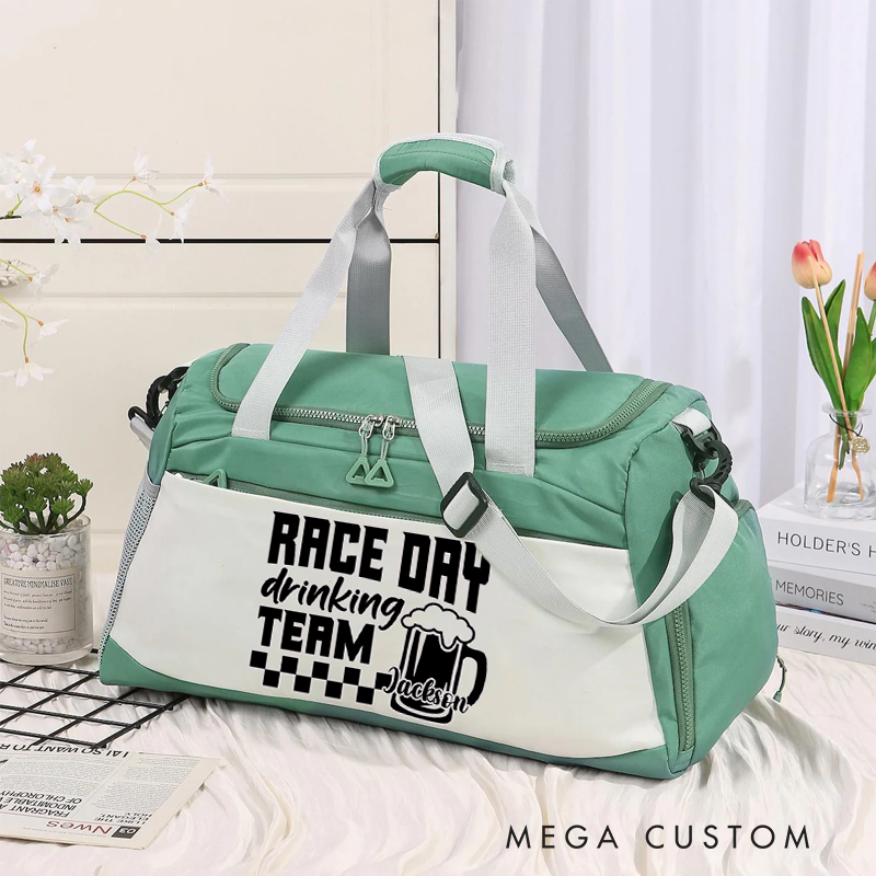 Personalized Race Day Duffel Bag Fun Gift for Racing Enthusiasts Motobike Fans