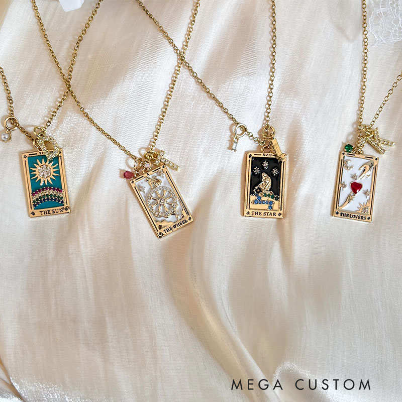 Personalized Mystical Astrology Necklace Custom Birthstone and Initials Perfect Gift for Tarot Lovers