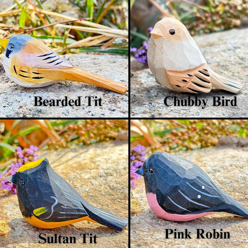 Personalized Hand Carved Wooden Bird Sculpture Custom Engraving Perfect Gift for Bird Lovers