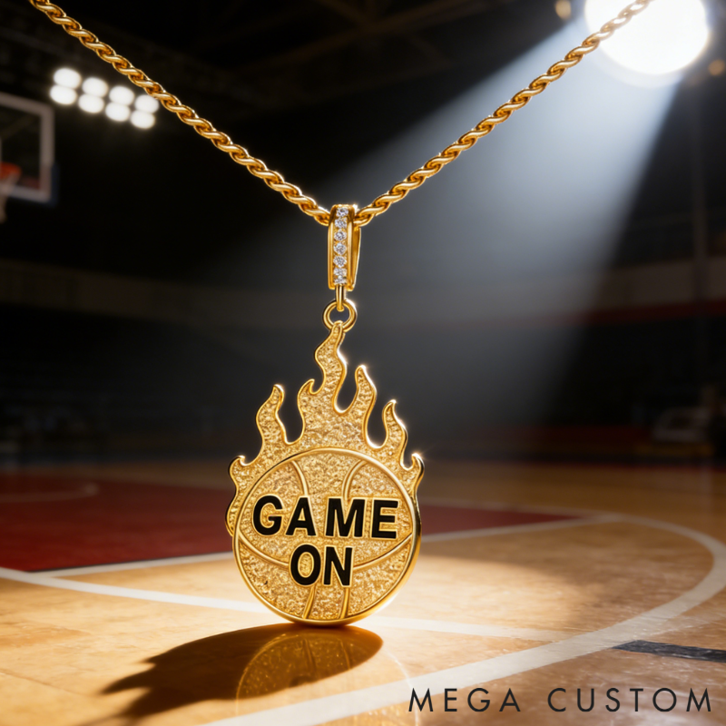 Custom Basketball Pendant Necklace – Personalized Text on Basketball Design for Basketball Enthusiasts