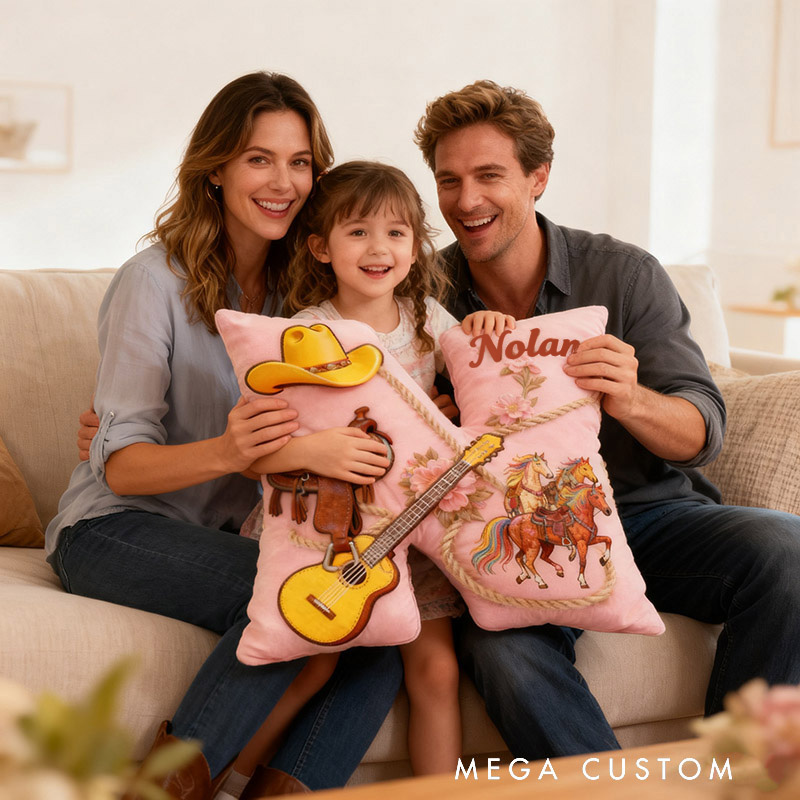 Personalized Graphic 3D Print Western Cowboy Country Music Throw Pillows Customizable with Your Name Perfect Gift for Her Music Lovers and Horseback Riding Enthusiasts