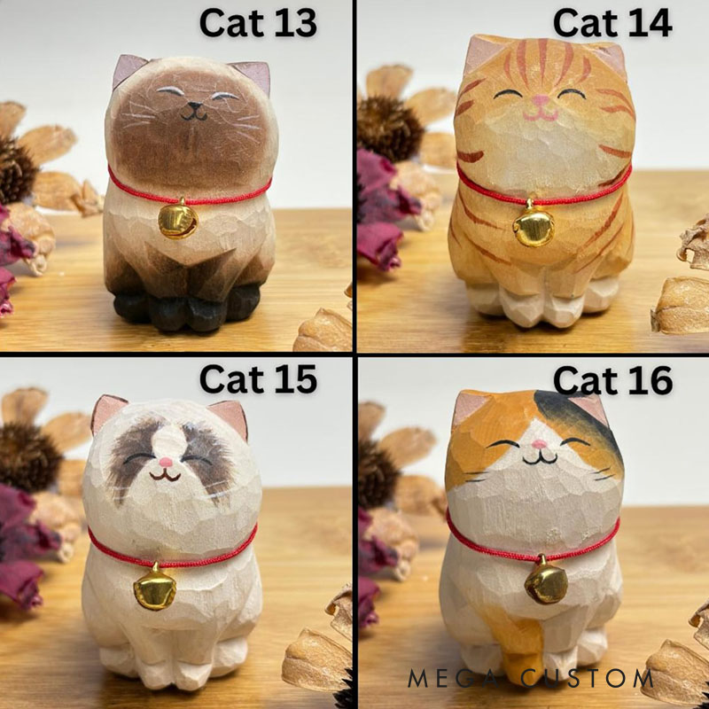 Personalized Handmade Wooden Cat Ornament Wood Cat Figurine Unique Cat Lover Gift