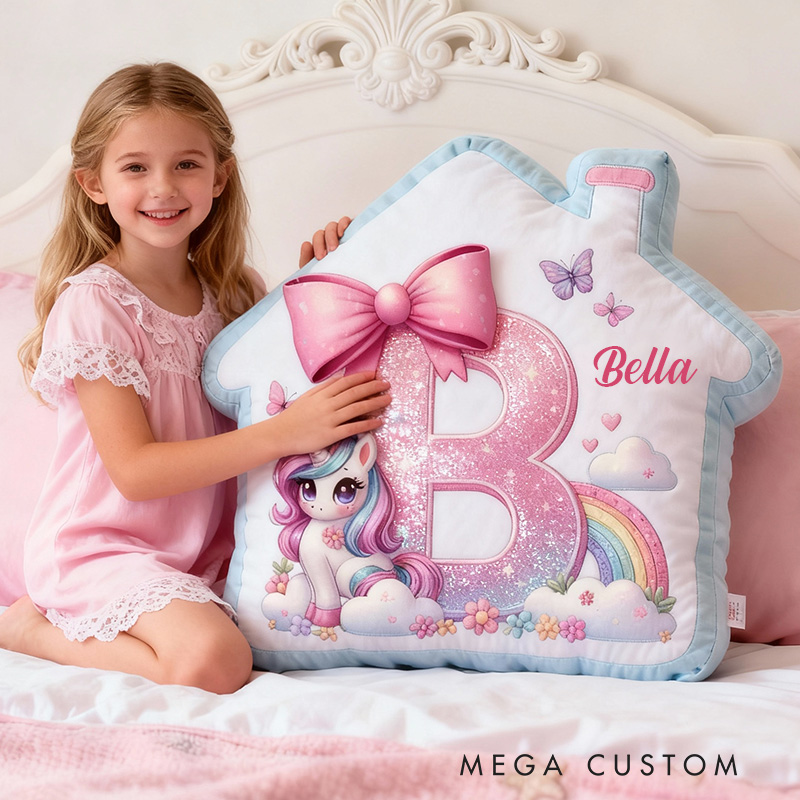 Personalized Pillow House-Shaped 26 Letters Custom Name Design Perfect for Girl's Bedroom Decor and Gift Idea Graphic 3D Print
