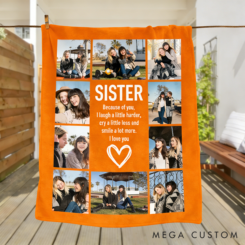 Personalized Besties Best Friend Soft Throw Blanket Custom Home Decor Blanket Galentine's Birthday Gift Photo Collage Blanket for Her