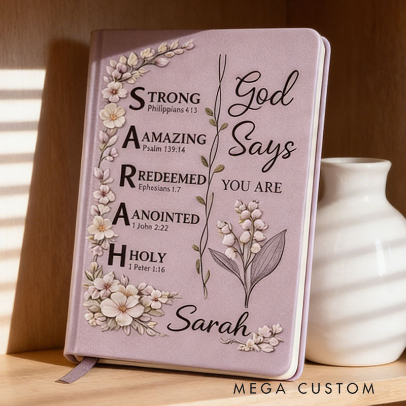 Personalized Christian Name Journal With Bible Verses, Custom Scripture Gift for Women