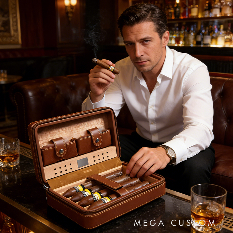Personalized Leather Cigar Humidor Case Humidor Cigar Case Travel Cigar Case Gift for Him Custom Engraved Gift for Him