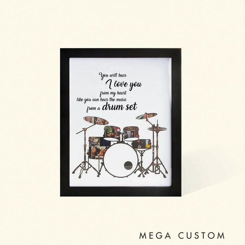 Personalized Multiple Photo Collage with Guitar Piano Other Instruments Picture Frame with Text Home Decor Birthdays Anniversaries Christmas Gifts for All Music Lovers