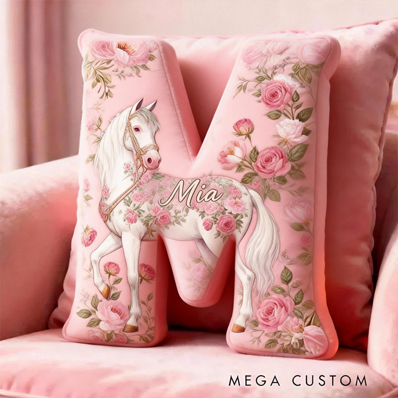 Personalized Pet Lover Funny Pink Flower Horse Graphic 3D Print Pillow