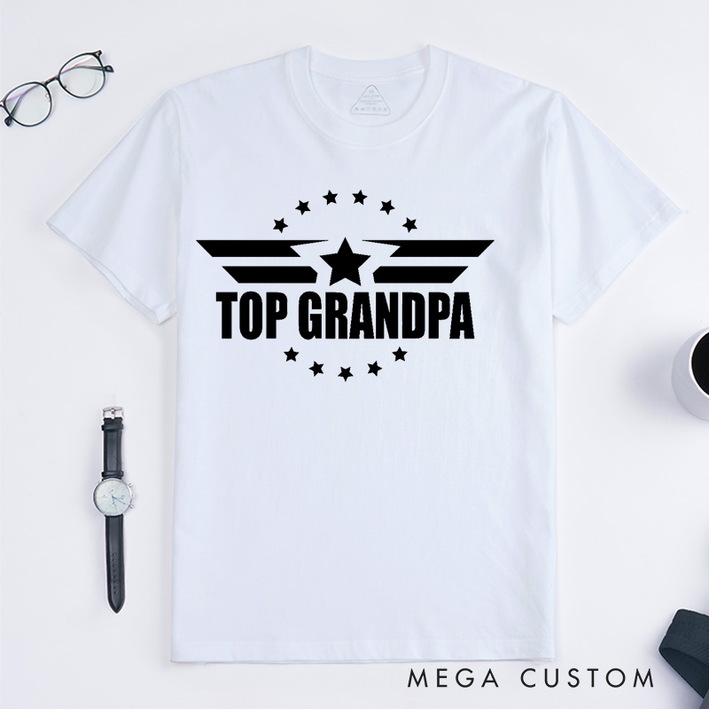 Personalized Top Grandpa T Shirt Custom Gift for Grandfather Father's Day Birthday Comfortable Cotton Shirt for Men Unique Grandpa Appreciation Tee