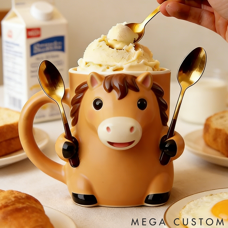 Personalized Horse Lover Horse Ice Cream Pint Holder 3D Printed with Spoon Slots & Snack Drawer for Pet Pet Lover for Horse Lover