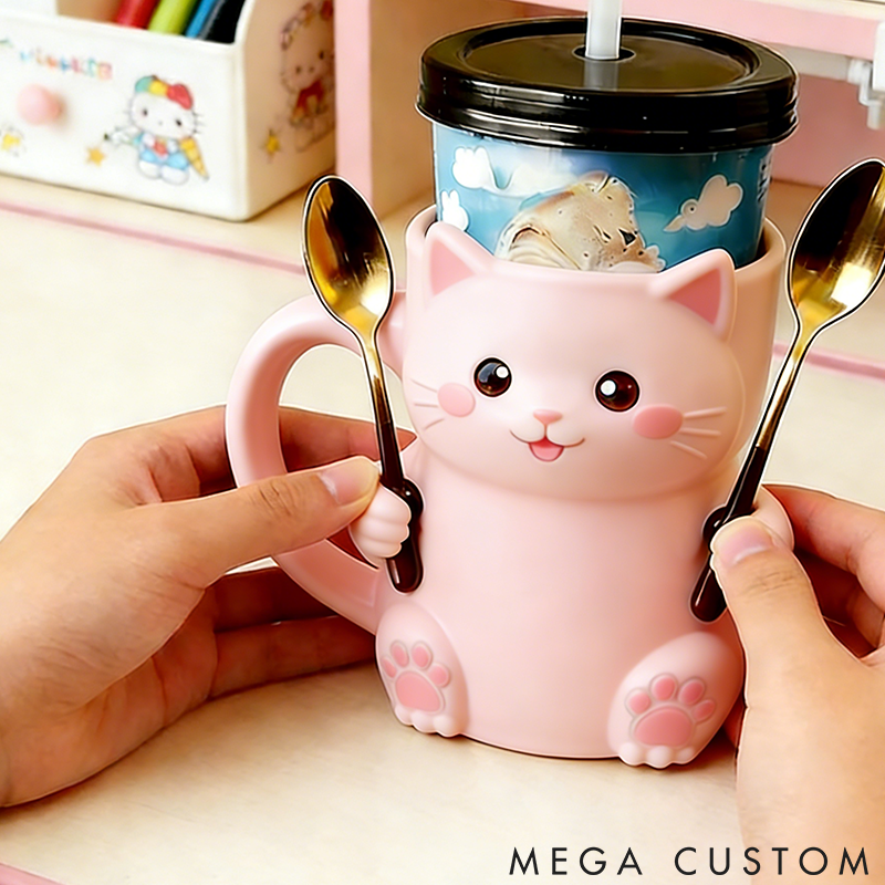 Personalized Cat Lover Cat Ice Cream Pint Holder 3D Printed with Spoon Slots & Snack Drawer for Pet Pet Lover for Cat Lover