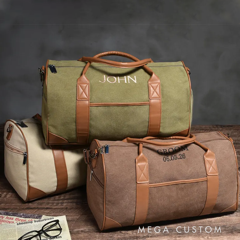 Personalized Name Duffel Bag Embroidered Travel Bag for Man Groomsmen Gift Duffel Bag Groomsmen Gift Best Men Bag Travel Overnight Bag