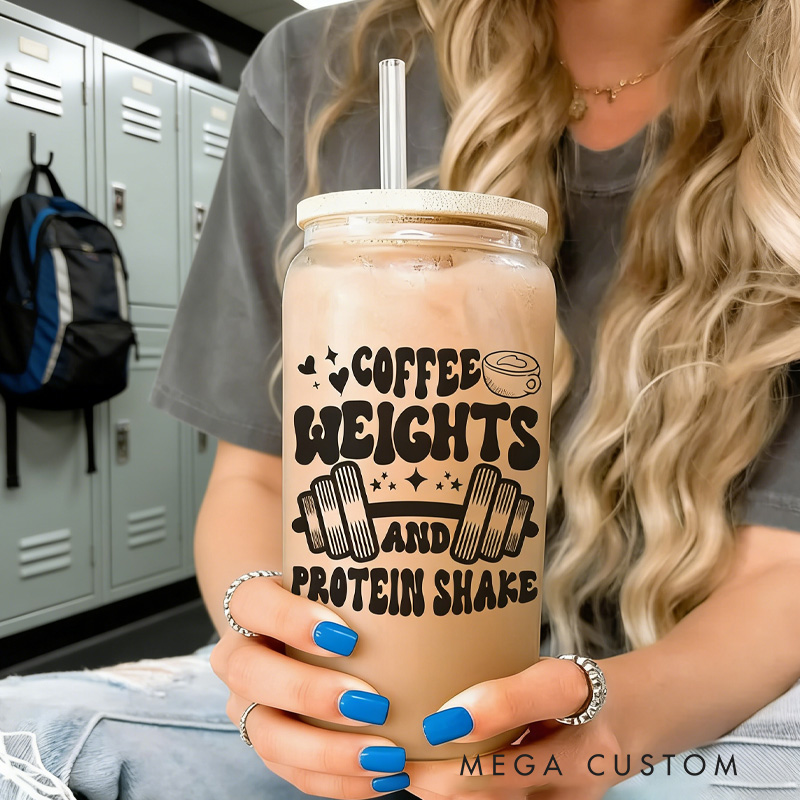 Personalized Gym Water Glasses Gym Lover Cup Beer Can Glass with lid straw Workout Iced Coffee Gift for Gym Girl