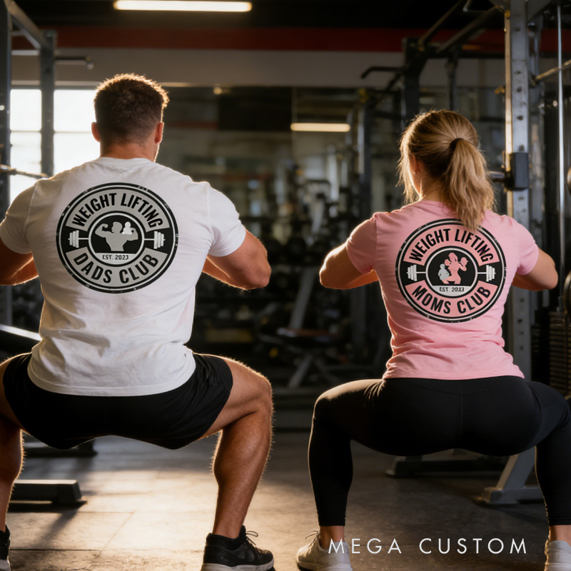 Personalized Weightlifting Couple Classic T-Shirt  Weight Lifting Dads Moms Family Club Funny Weight Lifting Shirt for Gym Lover