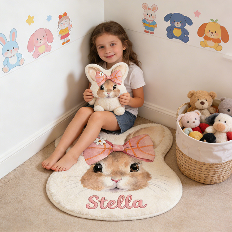 Personalized Bunny Sport-Theme Custom Name Cute Basketball Bow for Kids